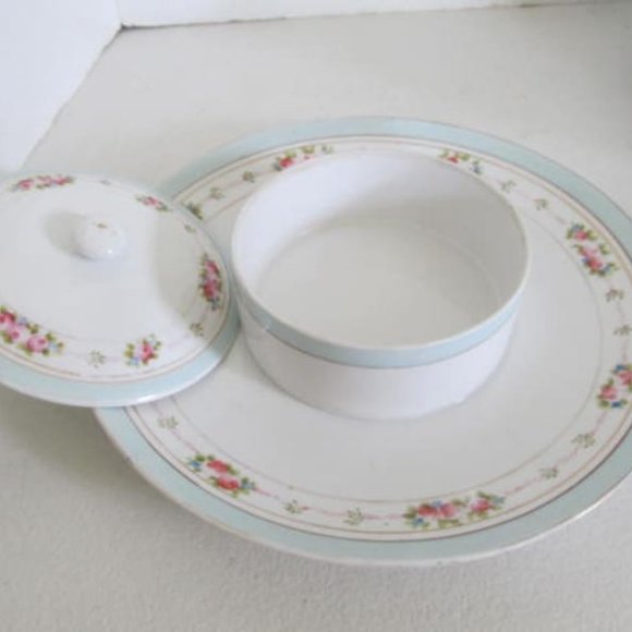 nippon Dining 2 Pc Nippon China Condiment Caddy Veggie Platter Dip